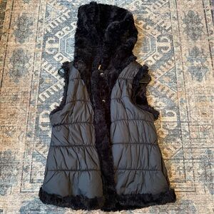 Dylan Black Faux Fur Vest